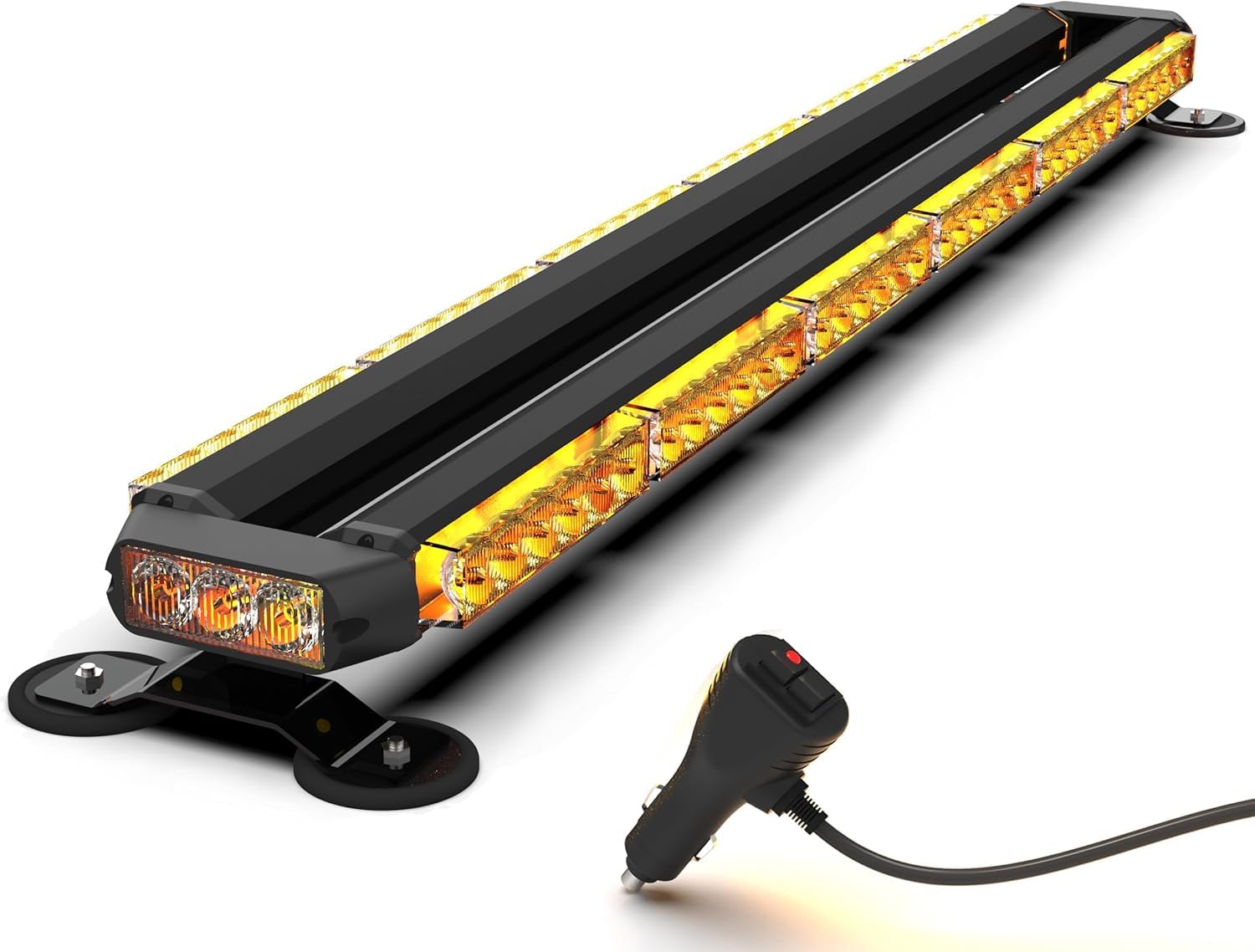 96cm 78LED Barre Lumineuse Clignotante Stroboscopique, 12V/24V Gyrophare LED Véhicule magnétique Avertissement d'Urgence Barre (Ambre)