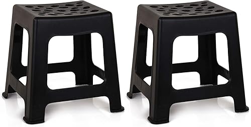 Miniatura 37 de Mintra Home - Taburetes de plástico ligeros, paquete de 2 (18 pulgadas de altura, rojo) Rojo -,Negro -,Marrón,Coral,Azul