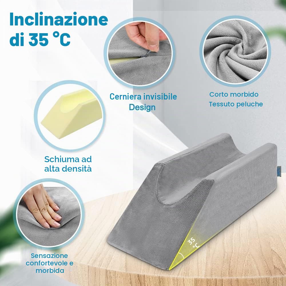 Cuscino di supporto per gambe per dormire e posizionare le gambe con cunei dopo il ginocchio, caviglia, chirurgia del piede, cuscino confortevole con rivestimento in schiuma (50 cm di lunghezza)