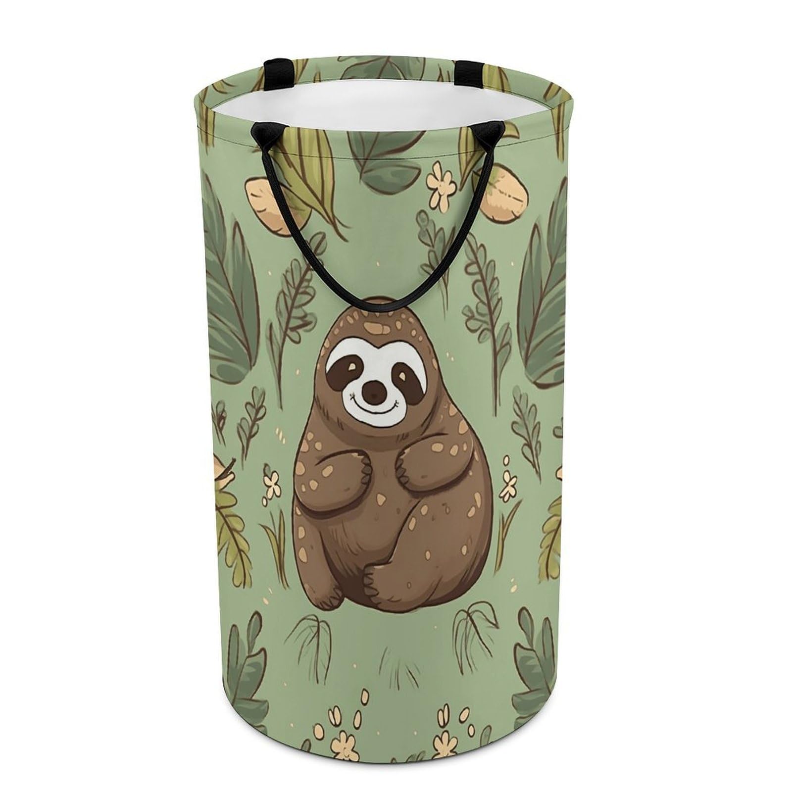 Adfgyerh Style Sloth On The Grass Laundry Basket ，Foldable Waterproof Model ，Laundry Hamper ，Handles On Both Sides Easy To Move ，Storage Basket For Bedroom, Bathroom, Dorm, Laundry Room.