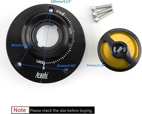 Miniatura 2 de Areyourshop Tapa de depósito de gasolina sin llave para Yamaha YZF-R1 2004-2017, YZF-R6 2003-2016, FJ-09MT-09 Tracer 2013-2016, FJR 1300 2006-2016,