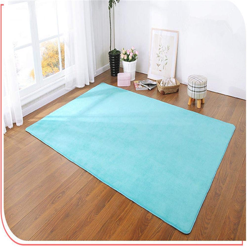 Tapis de sol bleu clair solide et moelleux pour décoration salon