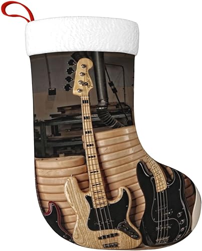 YILEQUAN Medias de Navidad de 18 pulgadas, medias clásicas, instrumentos musicales de guitarra, bajo, para decoración de fiestas de Navidad