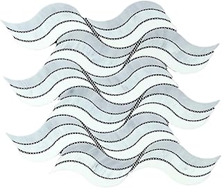 Tenedos HTC178 Velaris Wave Blue Glass Mosaic Tile – 11x11 Polished Geom...