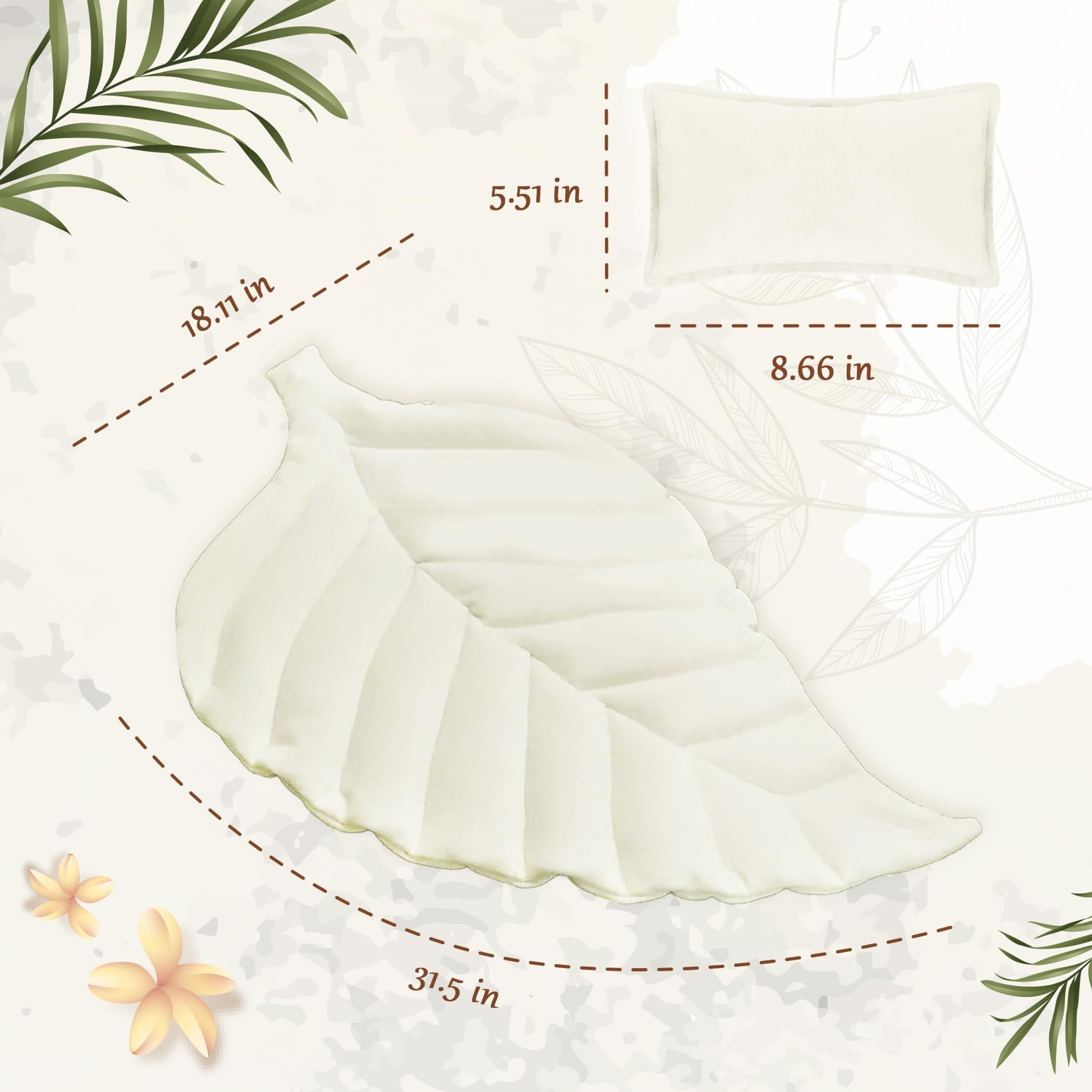 Ensemble de feuilles de coussin pour nouveau-né - Pour séance photo de bébé - Coussin de feuilles - Tapis de chambre d'enfant - Tapis de sol pour studio photo