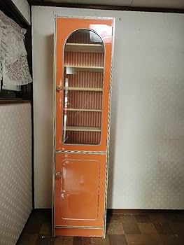 昭和　レトロ　古家具　キャビネット　本棚　飾り棚　古民家　レトロポップ　ミニ Amazon.co.jp: レトロポップオレンジ食器棚キャビネット本棚