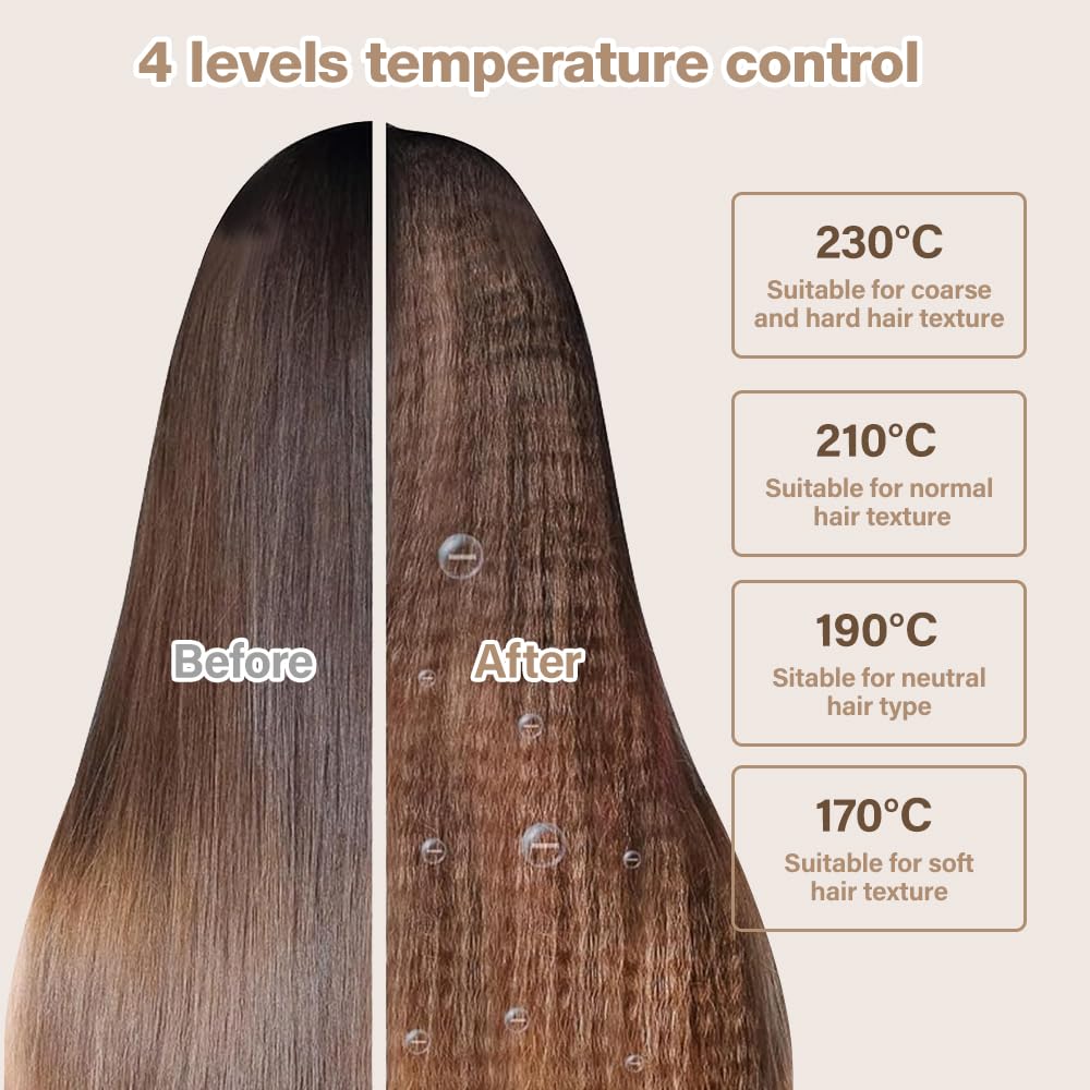Piastra onde per capelli, ceramica piastra frisè per capelli con 4 temperatura regolabili, Strumento per lo styling dei ricci voluminosi, Piastra per onde per tutti i tipi di capelli