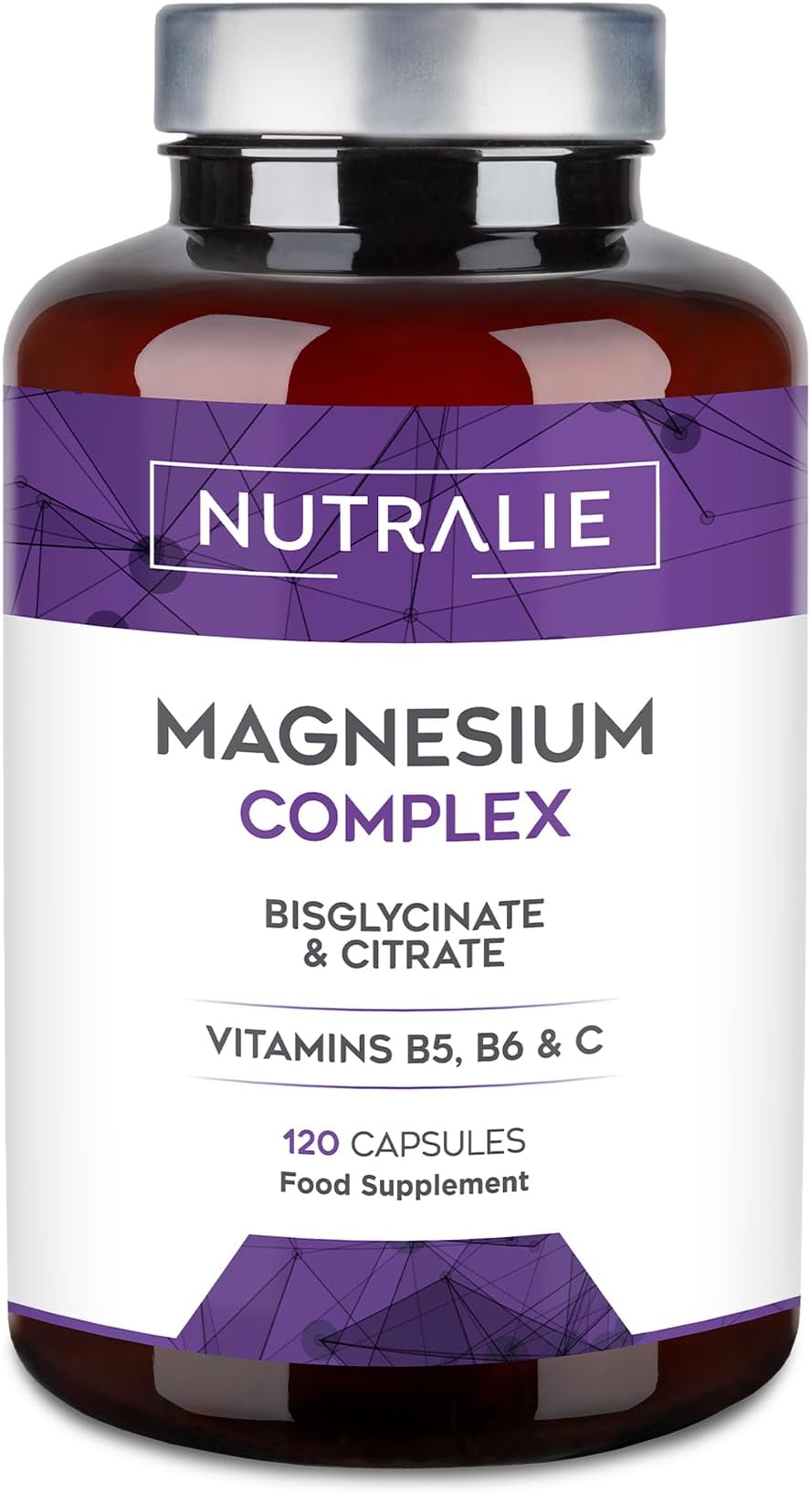 – Magnesium Glycinate Complex - 2145mg Bisglycinate + Citrate - Magnesium Supplements - Vitamins B5 + B6 + C - 120 Capsules Vegan Nutralie