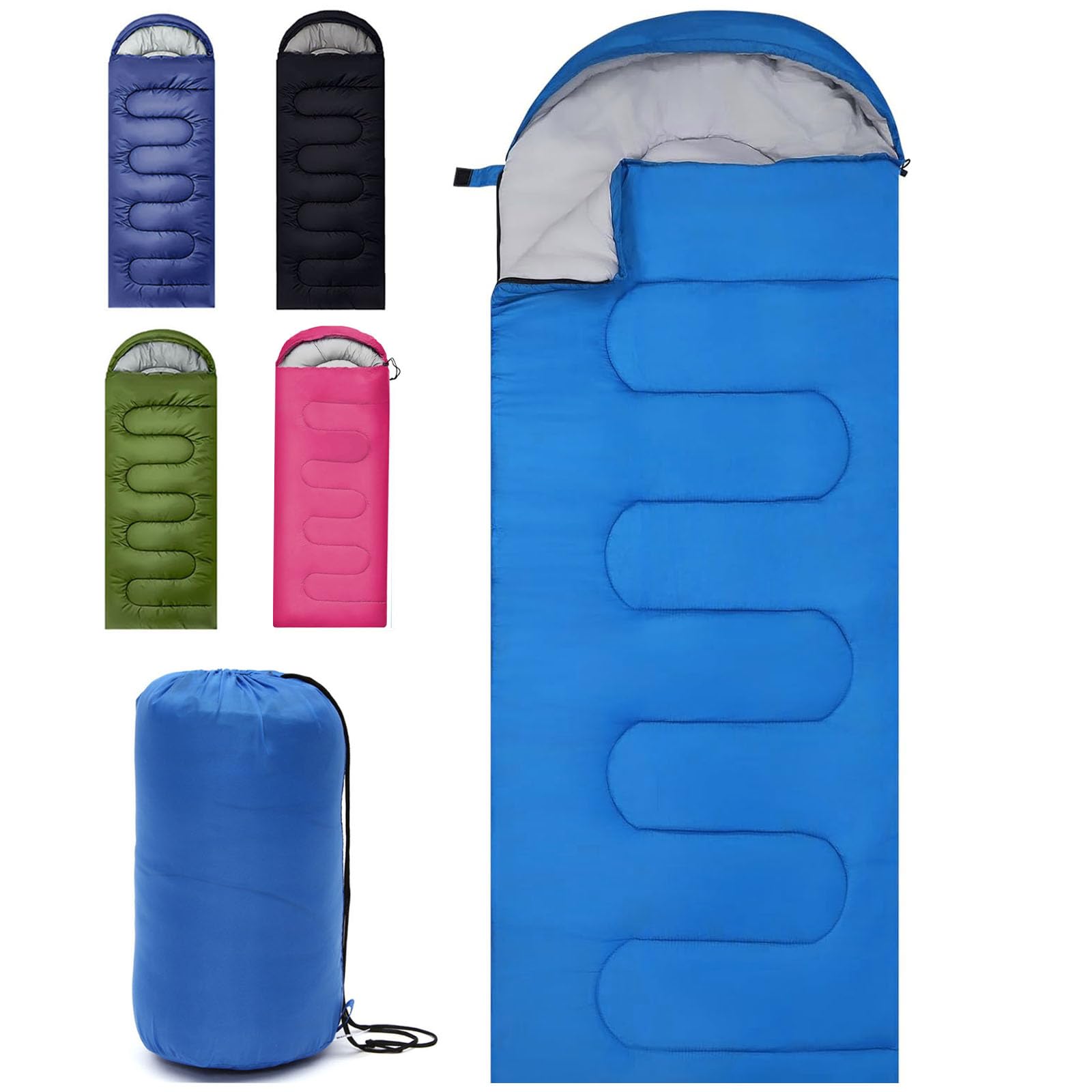 Sleeping Bag for Adults 3-4 Seasons Ultralight, Blue 1.3kg