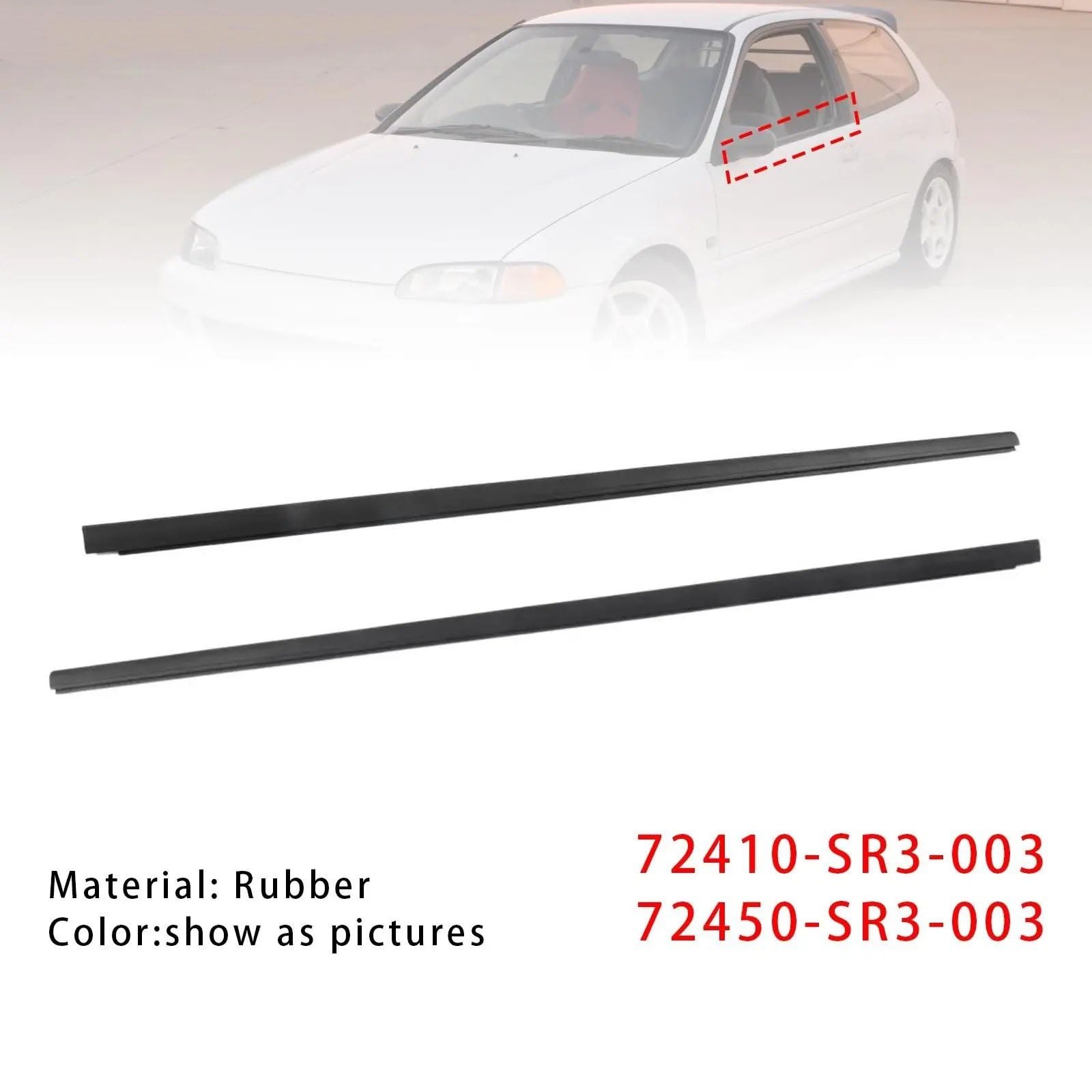 Do Civic EG6 EG4 3D 1992-1995 2 szt | Listwa ozdobna okna drzwi bocznych L&R 72410-SR3-003 72450-SR3-0