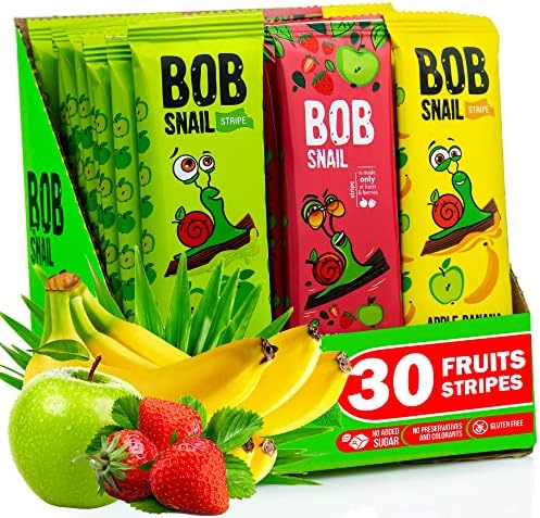 Snacks Variety Pack for Kids Adults - 30 Healthy Fruit Snacks Bulk Individually Wrapped - Fruit Leather with Natural Strawberry Banana and Apple - Gluten-Free Vegan Low Carb Fruit Bars No Sugar Added