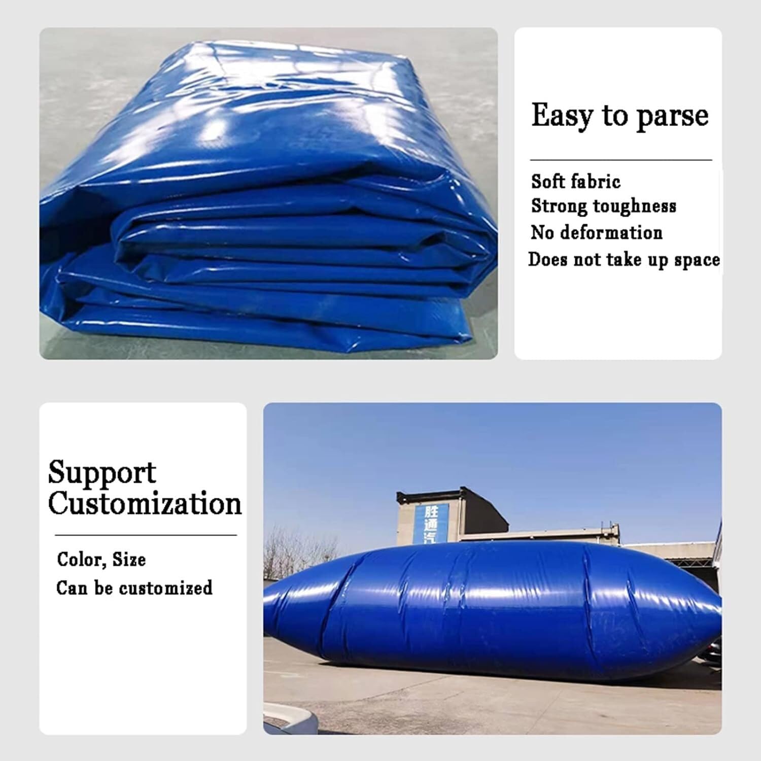 Bolsa de Almacenamiento de Agua, de Material de Resina fácil de rasgar, Plegable, para riego agrícola de Emergencia en Caso de sequía (500 litros/1,25 * 0,8 * 0,5 Metros).