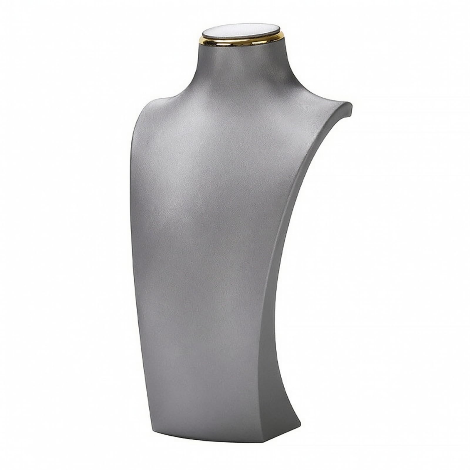 Présentoir à Collier Professionnel, Petit, Présentoir De Bijoux Buste De Mannequin, Couleur Gris Clair, Modèle ED03203, Dimensions 12,5x6x20,5cm