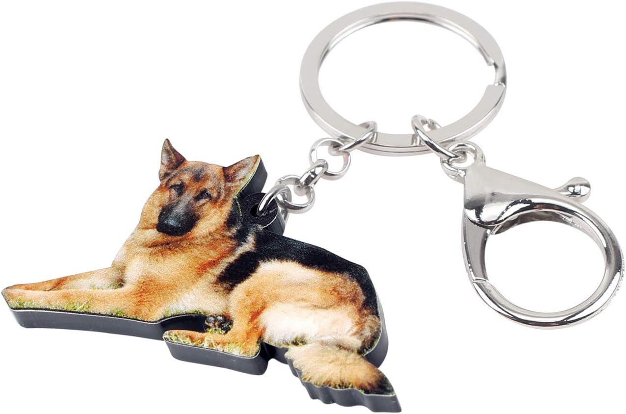 DOWAY Acrylic Dog Keychain Charm, German Shepherd Dog Key Ring Cute Keychains Car Key Chain for Adults Gift Jewelry - Image 2