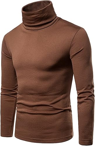 Miniatura 2 de Muscularfit Camisas de manga larga para hombre 2023 casual cuello alto sólido cálido suéter ajustado simulado trabajo ropa de moda