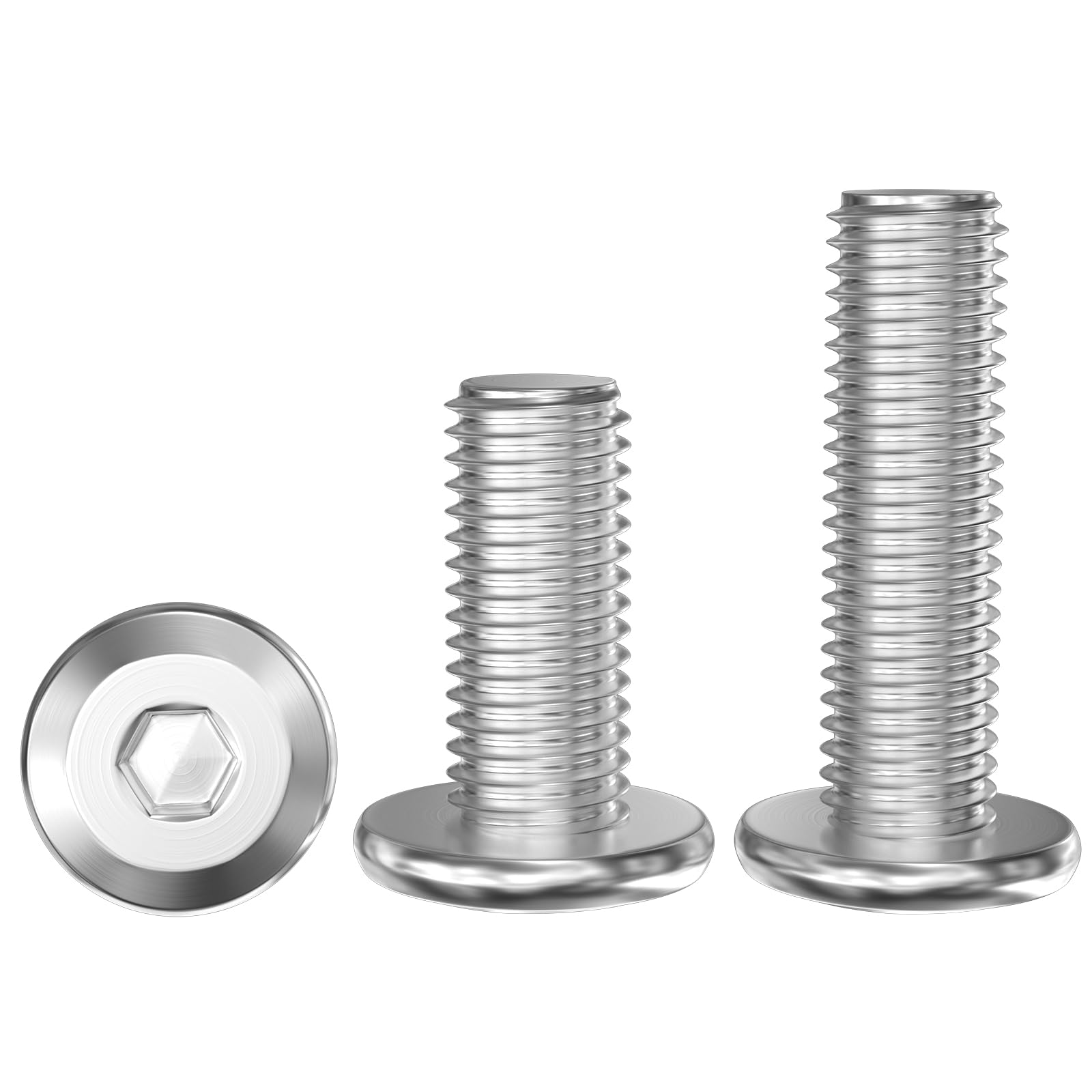 LIULIRUI 30 Stück Flachkopfschrauben M6 x 10 mm, A2 V2A 304 Edelstahl Innensechskantschraube, Vollgewinde Schraube