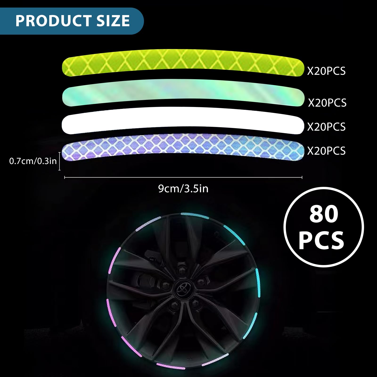84 Adesivi Riflettenti Per Bici E Casco - Verde Fluorescente E Grigio - Visibilità 300m, Antipioggia, Universali