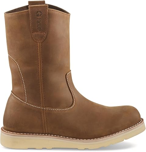 Miniatura 3 de Guide Gear Botas de trabajo Wellington de cuña de 10 pulgadas para hombre, media alta, zapatos de cuero, forro que absorbe la humedad