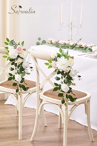 Miniatura 7 de Serwalin Juego de flores artificiales blancas, rosas falsas de espuma de seda para bricolaje, ramos de tartas de boda, centros de mesa, arreglos de