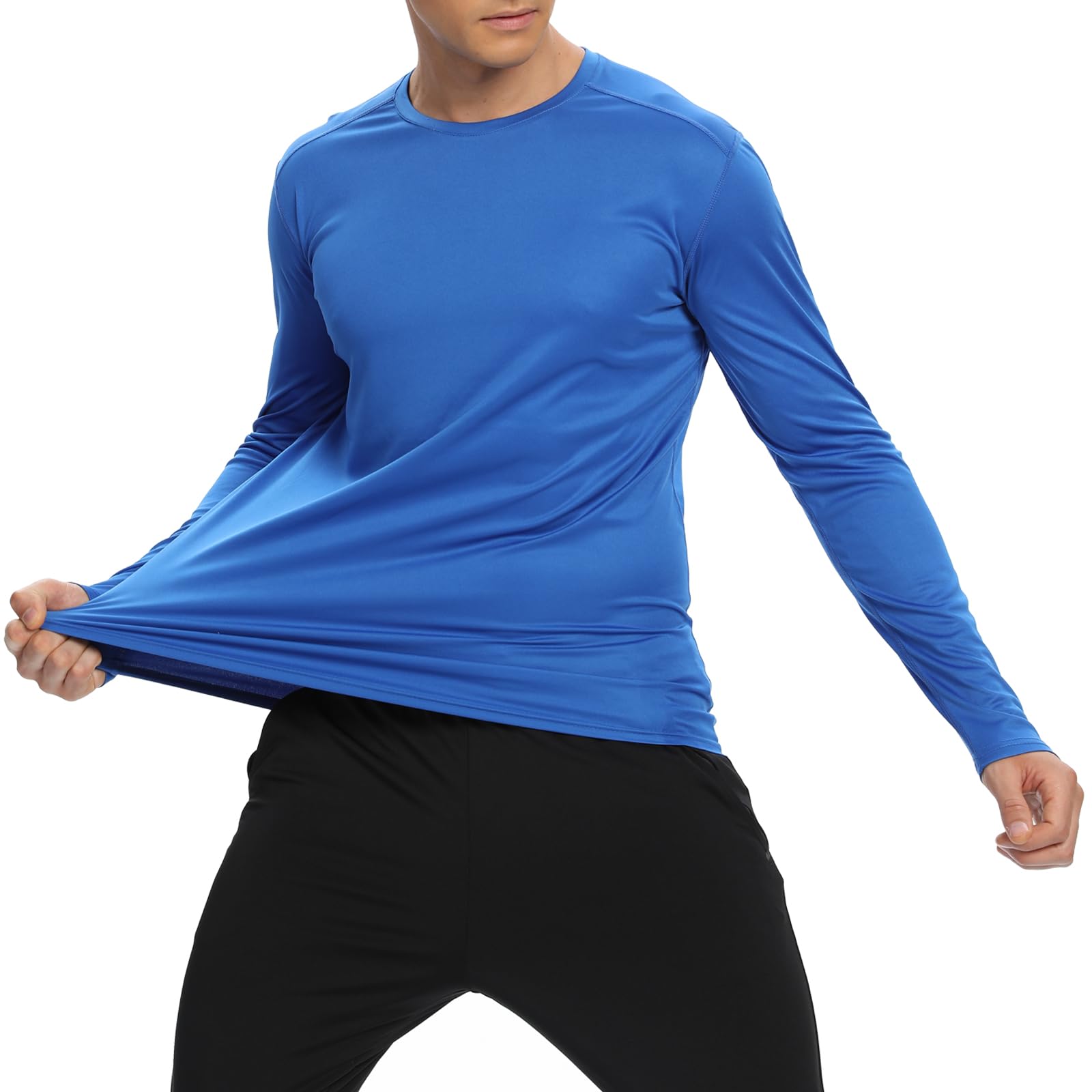 Camisetas de manga larga para hombre, con protección solar UPF 50+, de secado rápido, para correr, para entrenamiento, paquete de 6 unidades