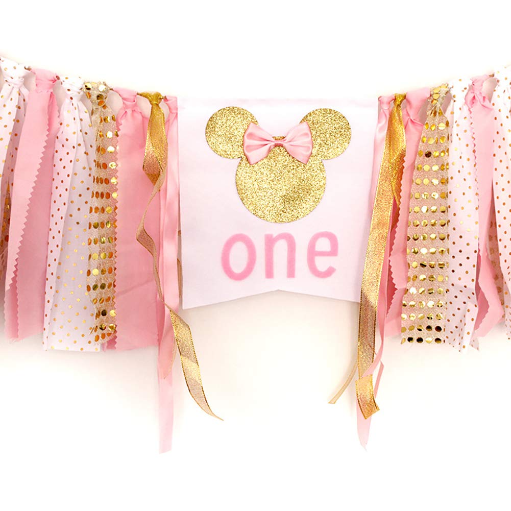 Happy Birthday Banner Mit Minnie Maus – Rosa, Blau, Glitzernd Für Die Perfekte Kinderparty