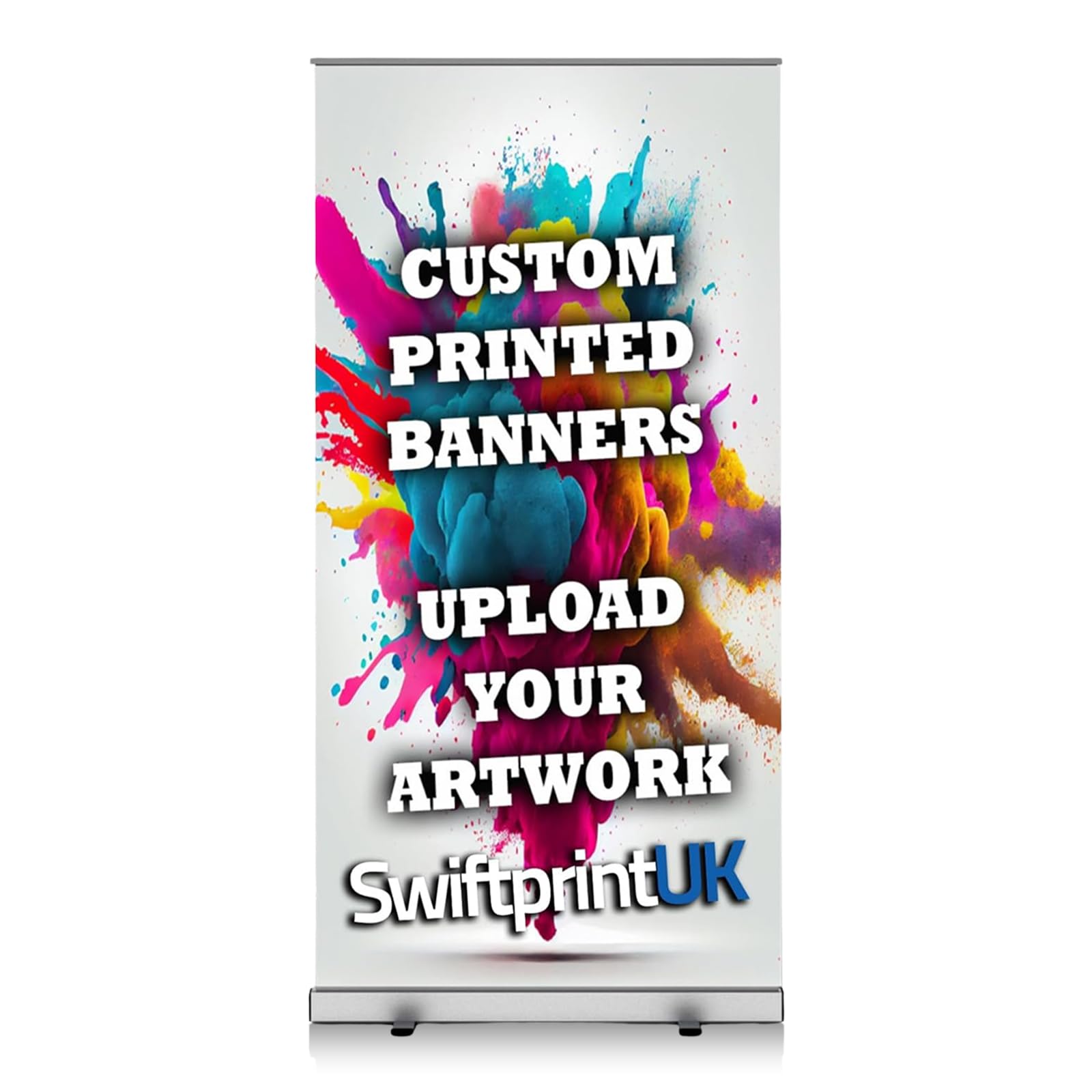 Custom Printed Roll Up Banner Stand 85CM x 200CM – Premium Pull Up Banner Personalised Display with Carry Case – Retractable Business Roller Banner for Trade Shows, Retail, Events & Exhibitions