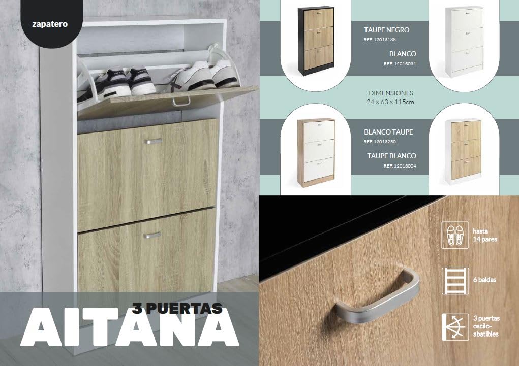 DUPI Mueble Zapatero Madera | 3 Puertas Oscilobatientes | 6 Baldas para 28 Zapatos | Diseño Minimalista | Zapatero Entrada (Blanco Veteado)