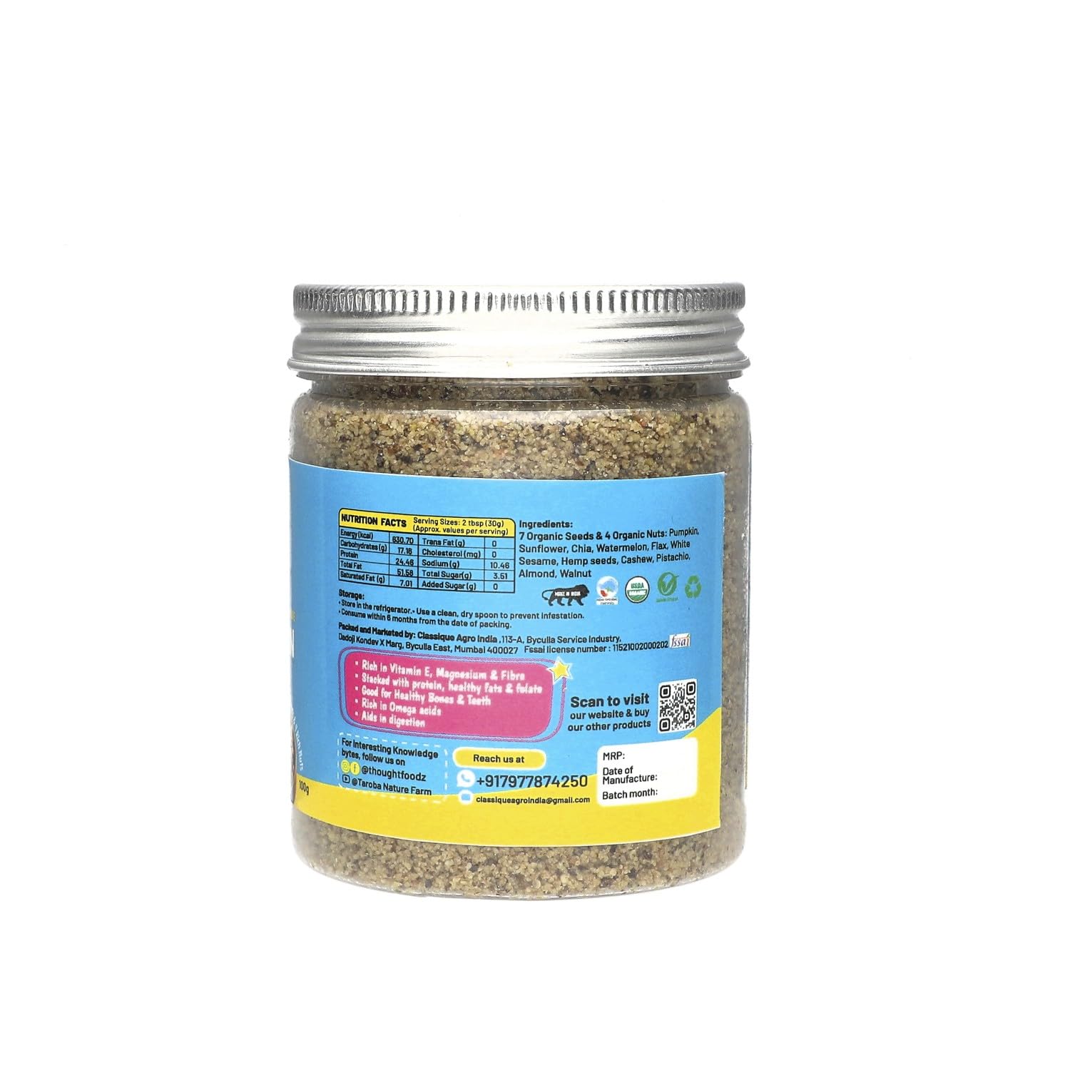 Power Protein Powder - Organic Plant-Based Protein with 7 Seeds & 4 Nuts, Homemade, No Sugar or Preservatives, Veg & Jain Friendly - 100g — Amazon image 3