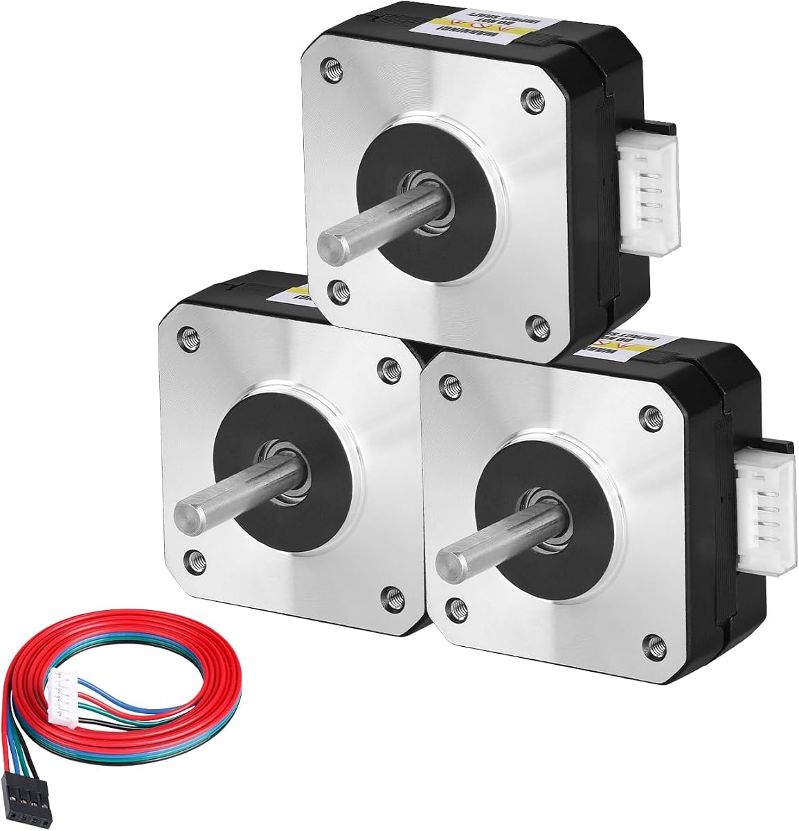 3Pack Nema 17 Stepper Motor 42x21mm 0.13Nm (18.41oz·in) 1.0A 3.5Ω | 42 Stepper Motor Bipolar High Torque 2 Phase Shaft 24mm φ5mm 4-Lead Cable 1M for 3D Printer DIY Robot CNC Machine