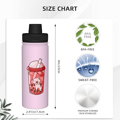 Miniatura 7 de ETHORY A Cat In A Red Drink Cup Botella de agua de acero inoxidable de 18 onzas con aislamiento y tapa de boquilla, botella de agua fría y caliente