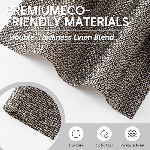 DineVogue Heat Resistant Woven Vinyl Placemats, PVC Polyester Blend, 17.72x11.81 Inches, Gold and Gray, Set of 4, Non-Slip Stain Resistant Kitchen Table Mats by DineVogue - Used condition - Image 7