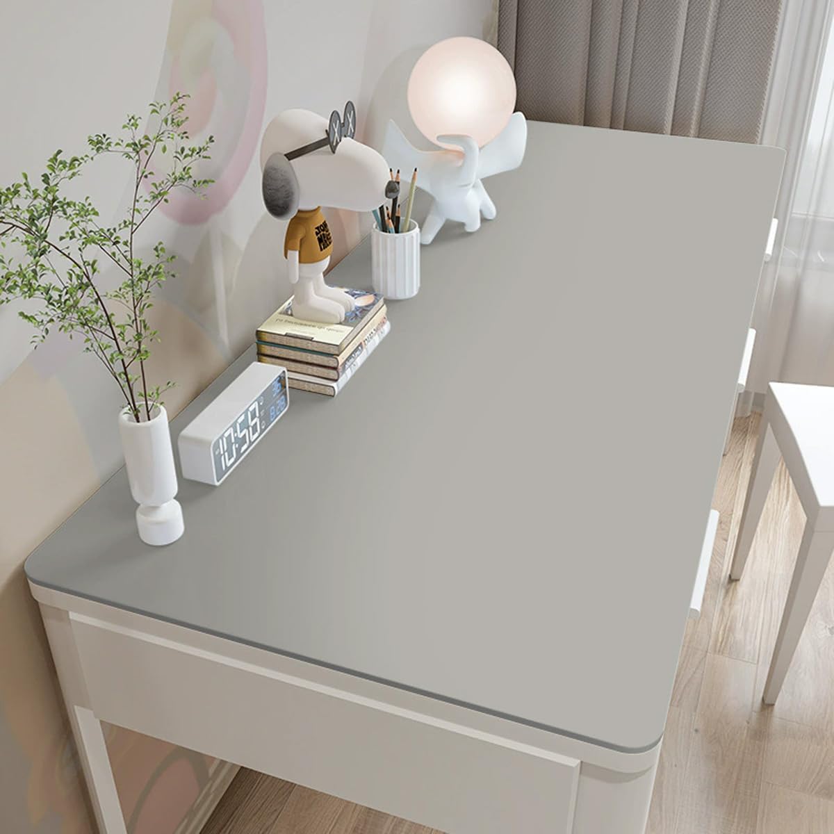Non-Slip Desk Pad, Waterproof PU Leather Desk Blotter, Easy Clean Large Table Protector, Laptop Desk Study Writing Mat for Office Work Home (Gray,80x40cm)