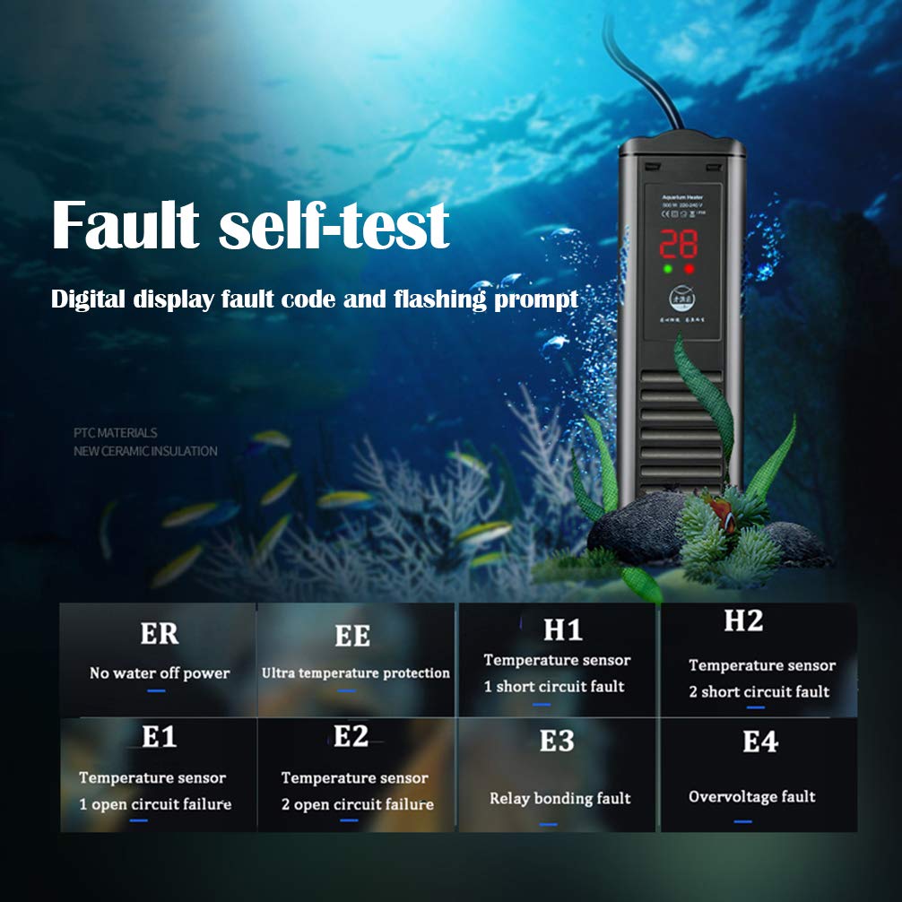 RXBFD Calentador de termostato de Acuario, Calentador de Tanque de Peces Sumergible Plano con termostato Ajustable, con Pantalla LED Inteligente de Temperatura y a Prueba de explosiones