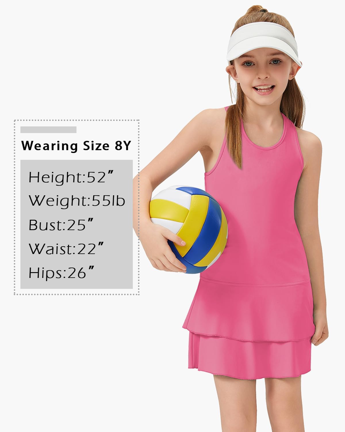 Soneven Girls Golf Dress Sleeveless Racerback Athletic Dress School Sports Dresses Outfit with Shorts Pockets