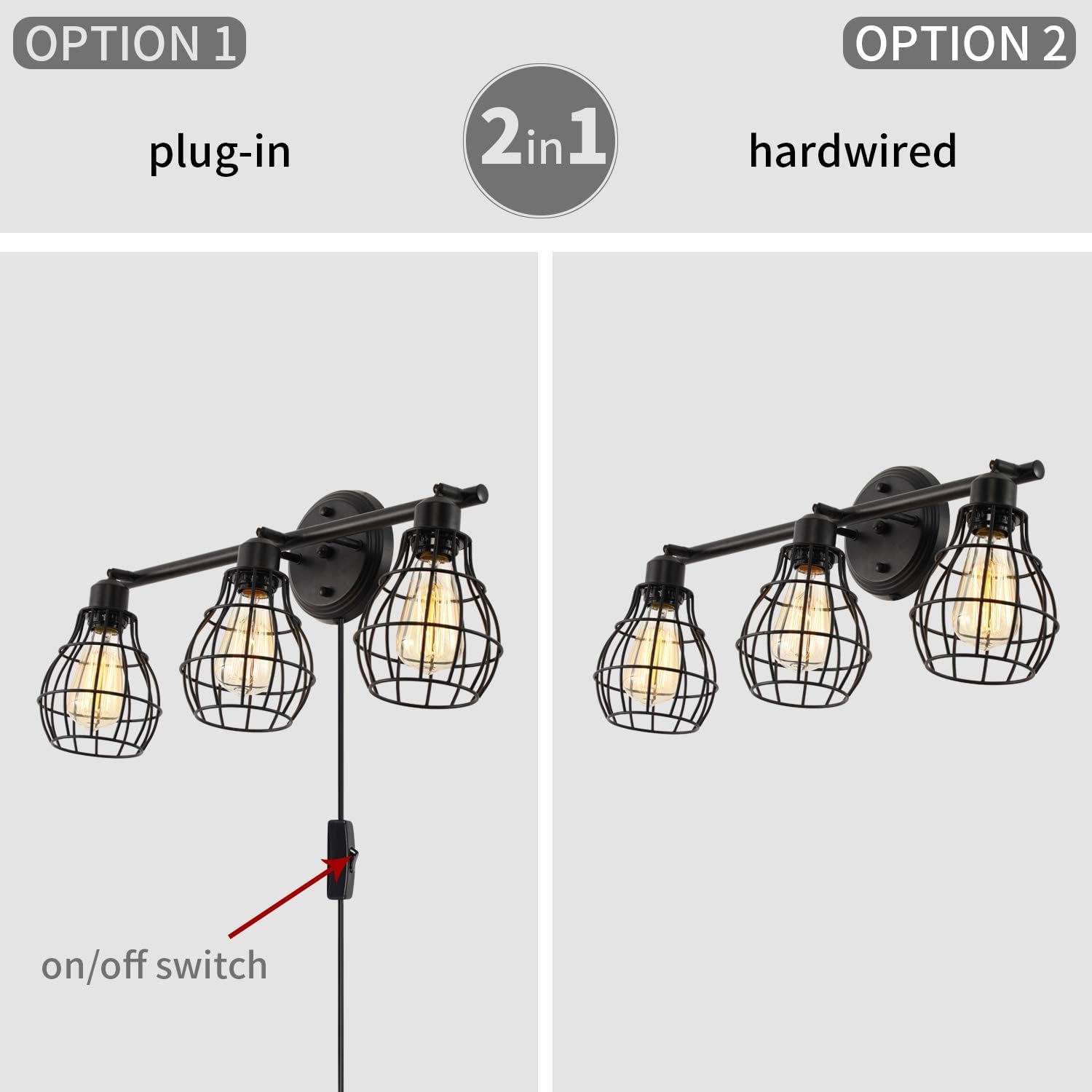 Flаѕh Dеаlѕ - 70% оƒƒ Stepeak Vanity Lights, Industrial Wall Sconces with Removable Plug in Cord, Black Farmhouse Wall Light Fixture with Adjustable Lampshades, Vanity Lighting Fixtures for Bedroom Mirror Foyer Closet ❤ Crаzу Dеаlѕ Stepeak Vanity Lights, Industrial Wall Sconces with Removable Plug in Cord, Black Farmhouse Wall Light Fixture with Adjustable Lampshades, Vanity Lighting Fixtures for Bedroom Mirror Foyer Closet
