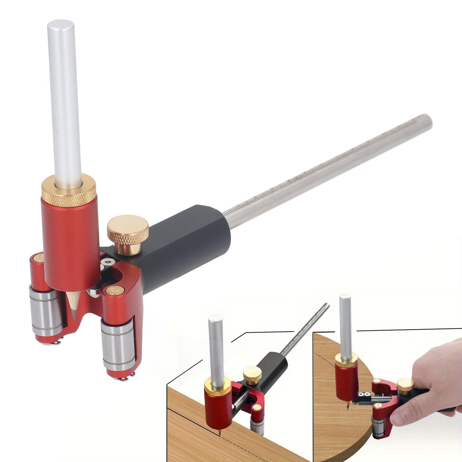 Marhynchus Strumento di Tracciatura a Doppio Scopo con Rullo in Acciaio | Tracciatore a Doppio Scopo Ad Lineare da 0 a 120 Mm per Ceramica, Ferro, Acrilico, Legno, Vetro