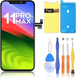 for iPhone 11 Pro Max Screen Replacement, Full HD 6.5-inch LCD Screen and Touch Digitizer Assembly with Repair Tool Kits Waterproof Sticker and Screen Protector Face ID True Tone Programable