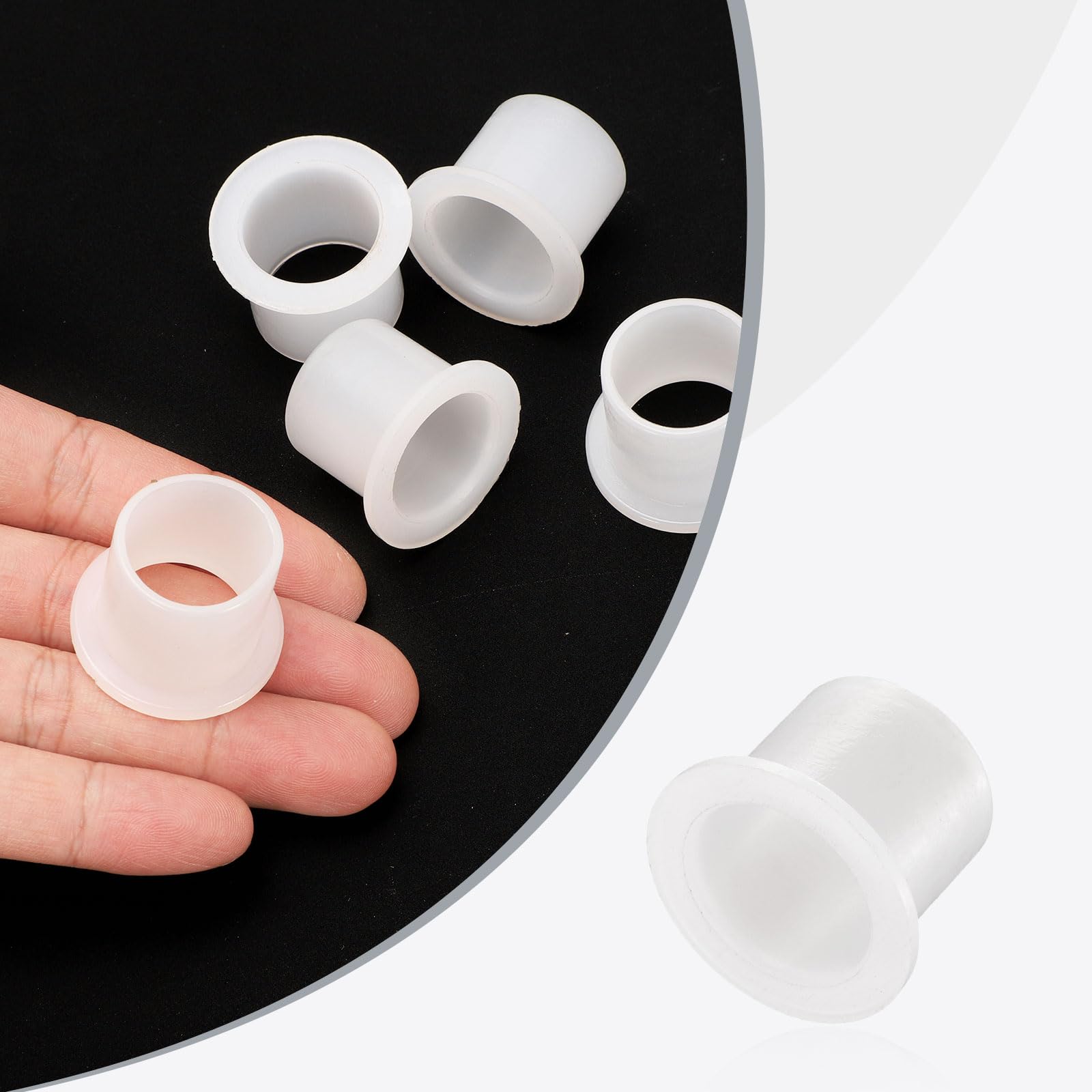 QUARKZMAN 12 szt. Łożyska kołnierzowe tuleje plastikowe ID 20,1 mm x wysokość 23 mm x długość 22 mm tuleje nylonowe, białe