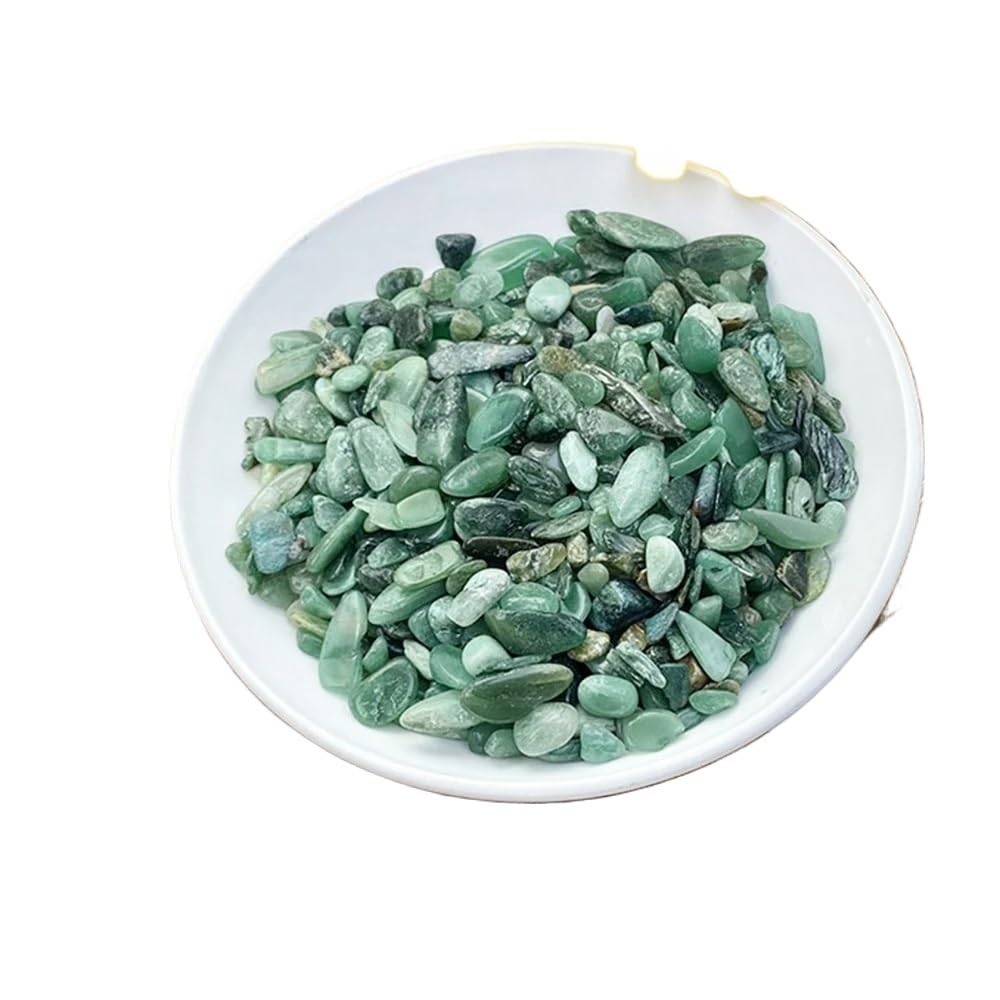 Beau Galets de Gravier en Cristal Naturel, Fragments de Roches for décoration d'aquarium (Color : Green mica, Size : 200g)