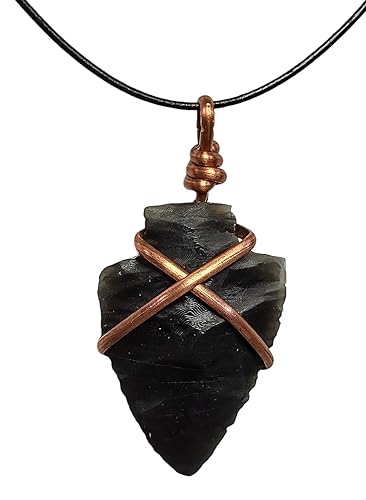 Handcrafted Copper wire wrapped Flint-style Native American Arrowhead Necklace made from Plant-Based Resin Adjustable