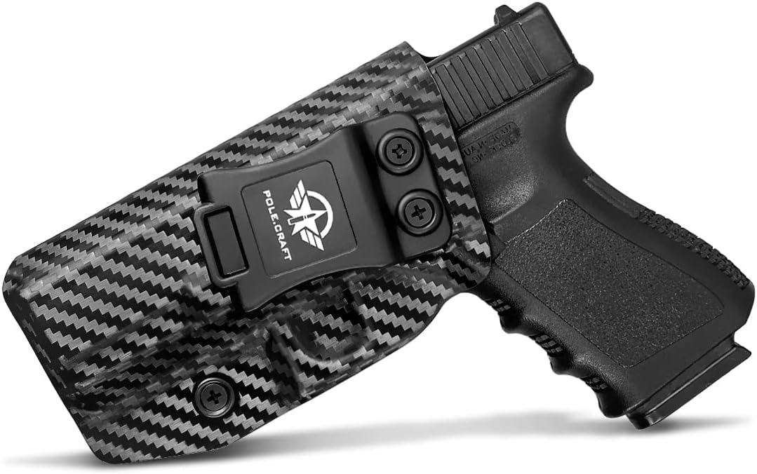 POLE.CRAFT IWB Kydex Holster Custom Fit: Glock 19 19X 25 44 45 (Gen 1 2 3 4 5) & Glock 23 32 (Gen 3 4) - Inside Waistband Carry - Adj. Cant Retention