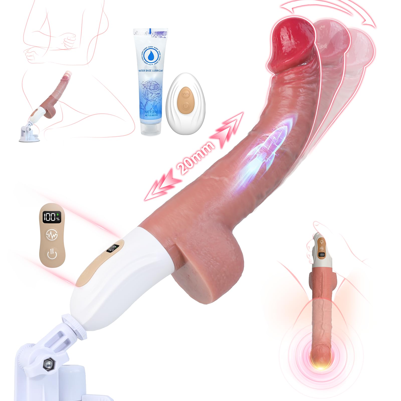 Dildo Vibradorador Mujer Juguetes Eróticos - Sex Machine Juguetes Sexuales Anales Consoladores para Mujer con Vibración, Eempuje y Balanceo, Dildo Anal Juguetes Eróticos para Pareja Sexuales Adultos