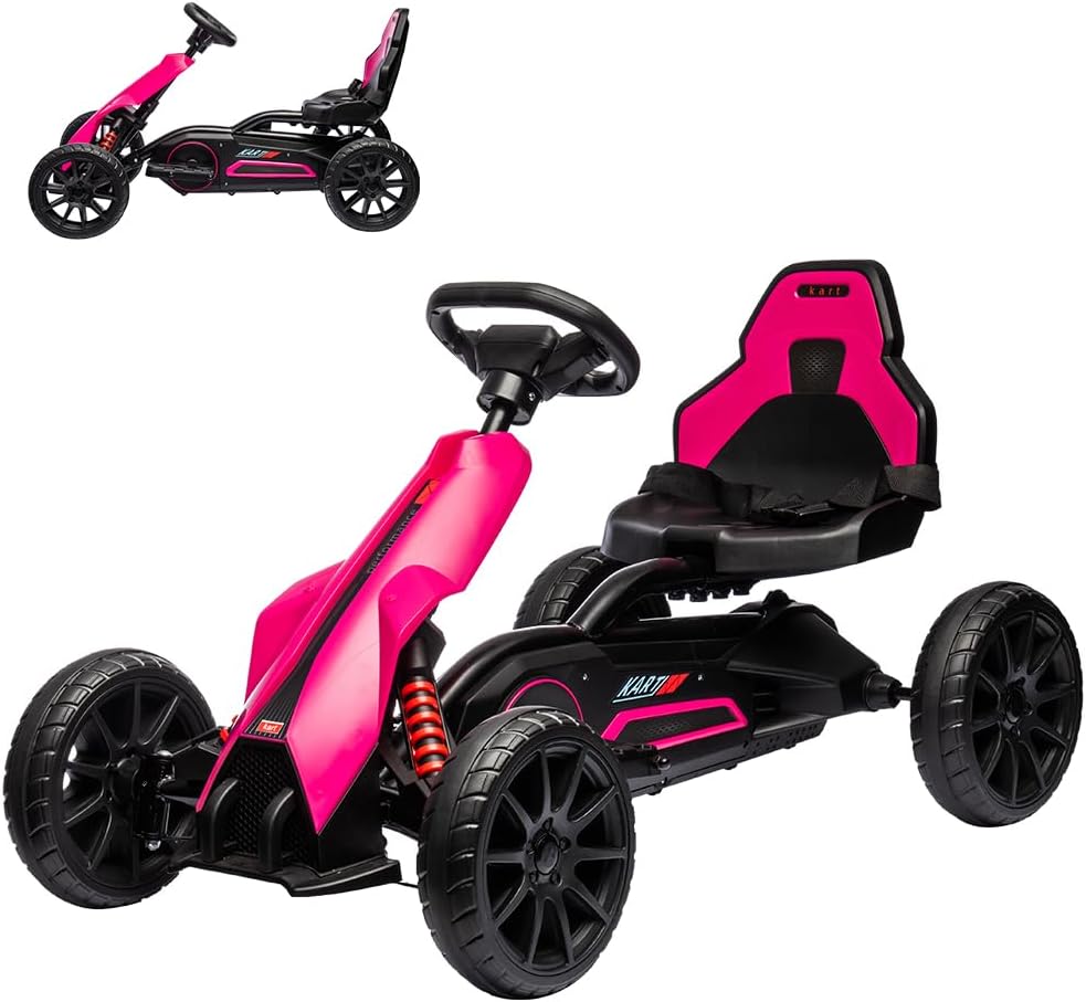 12V Electric Drift Kart 7Ah Battery Powered, 35W Motor, Adjustable Speed, Safety Belt, Shock Absorber, Maximum Load 66 Lbs, Toddlers (Black)
