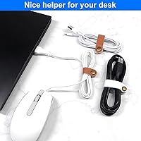 Vista 5 de Leather Cable Straps Cord Organizer - Coideal 20 Pcs Earphone Cables Ties Reusable USB Cord Keeper with Snap Cord Clips Holder for Phone