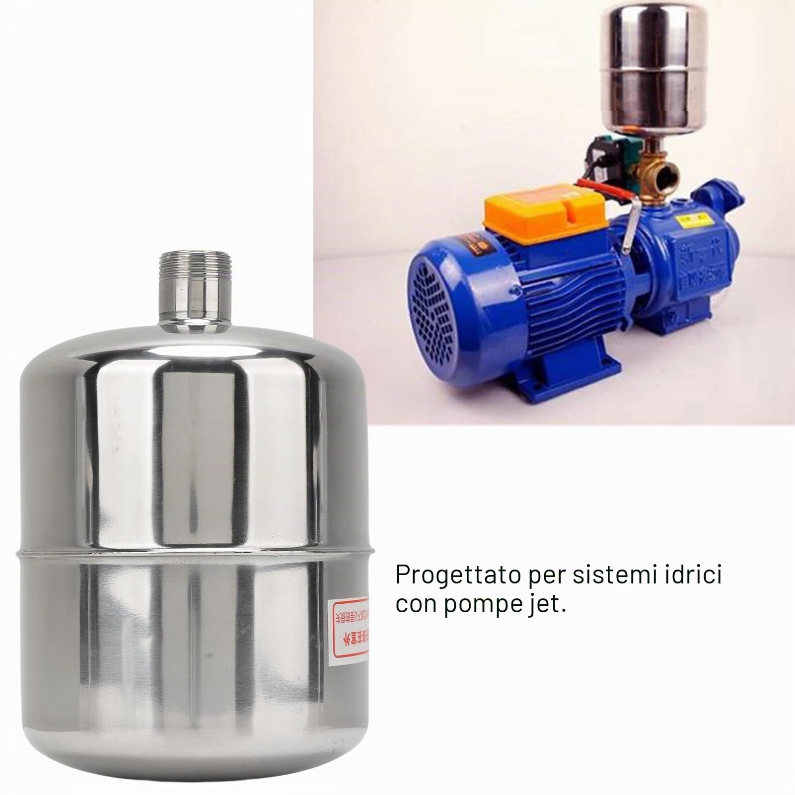 Serbatoio di Espansione, Serbatoio a Pressione Senza Perdite Parte Accessoria per Carichi Pesanti Serbatoio a Pressione in Acciaio Inossidabile 2 Litri per Pompa 'acqua
