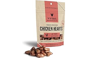 Vital Essentials Freeze Dried Raw Single Ingredient Cat Treats, Chicken Hearts (0.8 OZ)