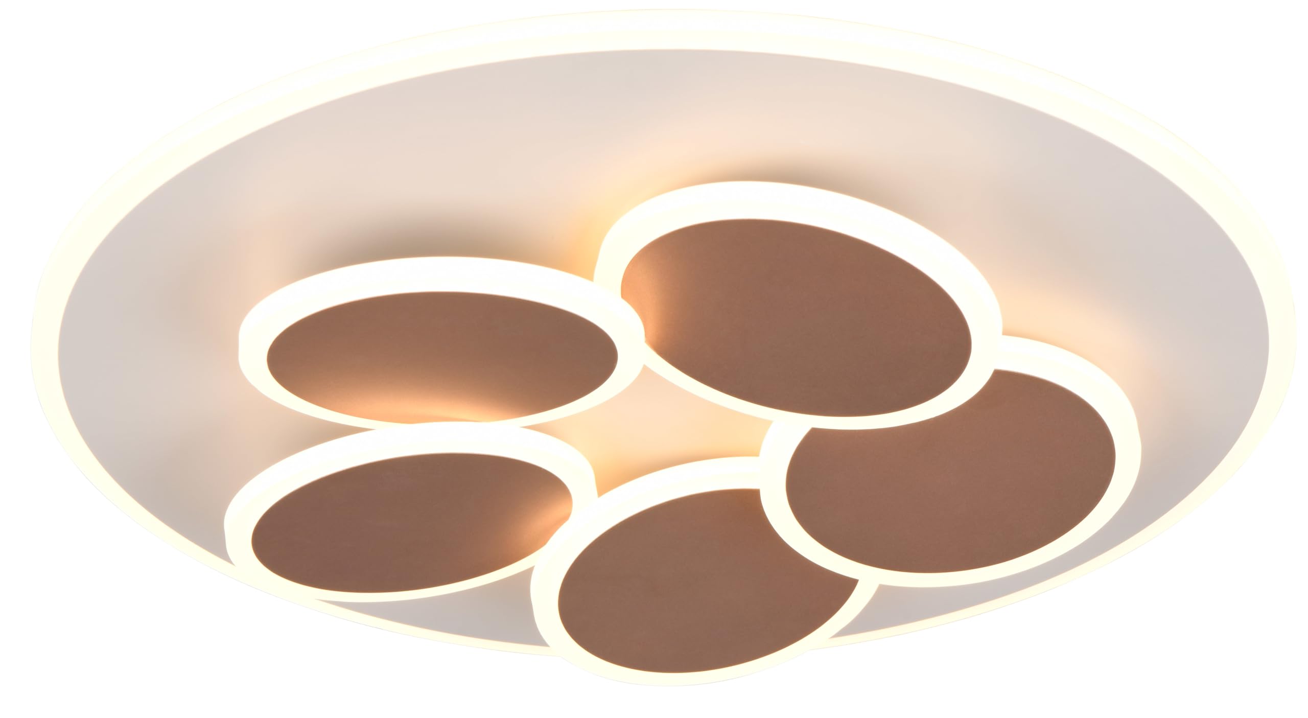 Trio Leuchten LED Deckenleuchte Mandala 653210676, Metall Warm Grey/Coffee, inkl. 35 Watt LED, Fernbedienung, Switch Dimmer, Lichtfarbe einstellbar, Timer, Nachtlicht