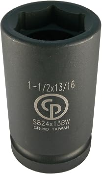 Chicago Pneumatic S824X13BW - 1 Inch Square Drive, 1-1/2 x 13/16 Inch, Combination Budd Wheel, Impact Socket, Black