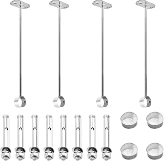 MroMax Ceiling-Mount Bracket, Wardrobe Pipe Bracket, 3.15" Dia, Shower Curtain Closet Wardrobe Rod Lever Support Holder Pipe Flange Socket 4pcs(13.78" Height)