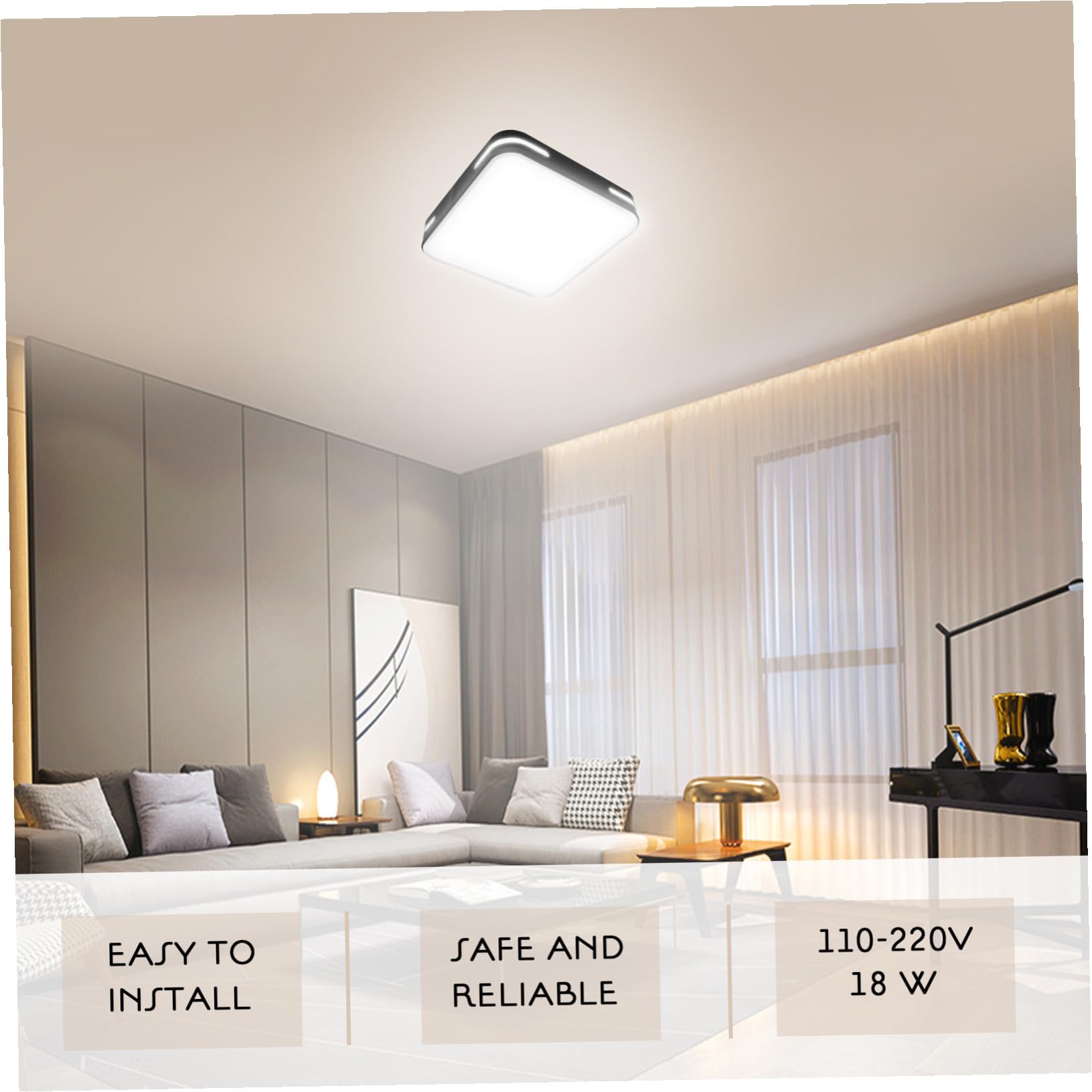 Gatuida Plafonnier Carré Led Ultrafin 30x30 Cm Avec Télécommande 18w X2 Et Décoratif Éclairage Intérieur Bureau Salon Chambre Moderne